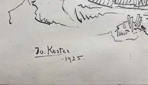 Jo Koster - Ploegende boer met twee ossen in Italiaans landschap ( wrs San Gimignano kaufen? Bieten Sie von 200!