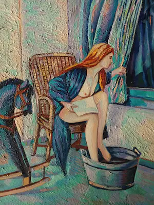 Denny Jacobs - Hobbelpaard met naakt bij raam kopen? Bied vanaf 90!