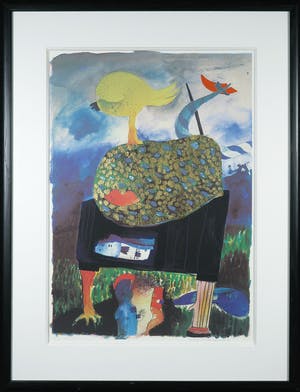 Michel van Overbeeke - Litho met bladgoud, The kiss - Ingelijst kopen? Bied vanaf 1!