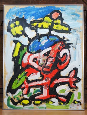 Peter Klashorst - olieverf op papier - abstracte compositie kopen? Bied vanaf 199!