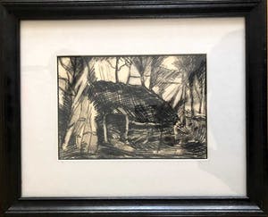 Antoon Kruysen - Boerderij - Krijttekening, Ingelijst kopen? Bied vanaf 60!