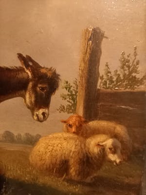 Louis Pierre Verwée - ezel met schapen in weidelandschap kopen? Bied vanaf 300!