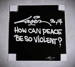 Laser 3.14 - Street artist & visual poet - chromolitho "How can peace ..." kleine oplage! kopen? Bied vanaf 85!