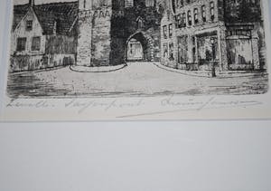 Marius Johannes Janssen - 2 etsen: Sassenpoort Zwolle-+-Gevangenpoort Bergen op Zoom (onbek.monogram) kopen? Bied vanaf 45!