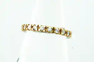 Elegante 18krt geel-gouden & 0.35ct diamanten dames rijring verkocht voor € 250!