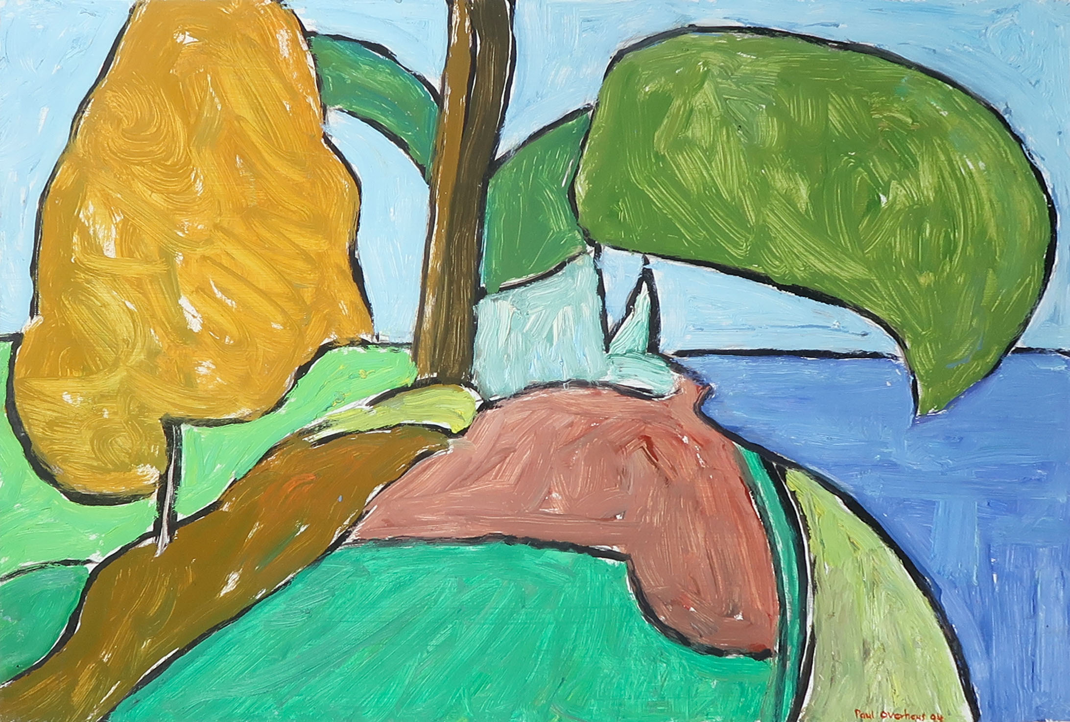 Paul Overhaus - Olieverf op board, Abstract landschap - Ingelijst kopen? Bied vanaf 50!