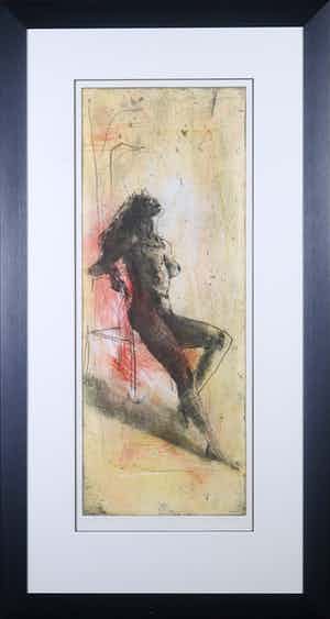 Christophe Hohler - Ets en aquatint, Femme adossee - Ingelijst verkocht voor € 50!