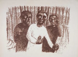 Niet of onleesbaar gesigneerd - Zeefdruk, Drie figuren kopen? Bied vanaf 1!