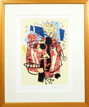 Kees Salentijn - Zeefdruk, Pam Comido I, Ingelijst verkocht voor € 1!