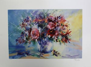 Amandine Dore - e.a: lot van vijf handgesigneerde lithografien: Florale composities kopen? Bied vanaf 29!