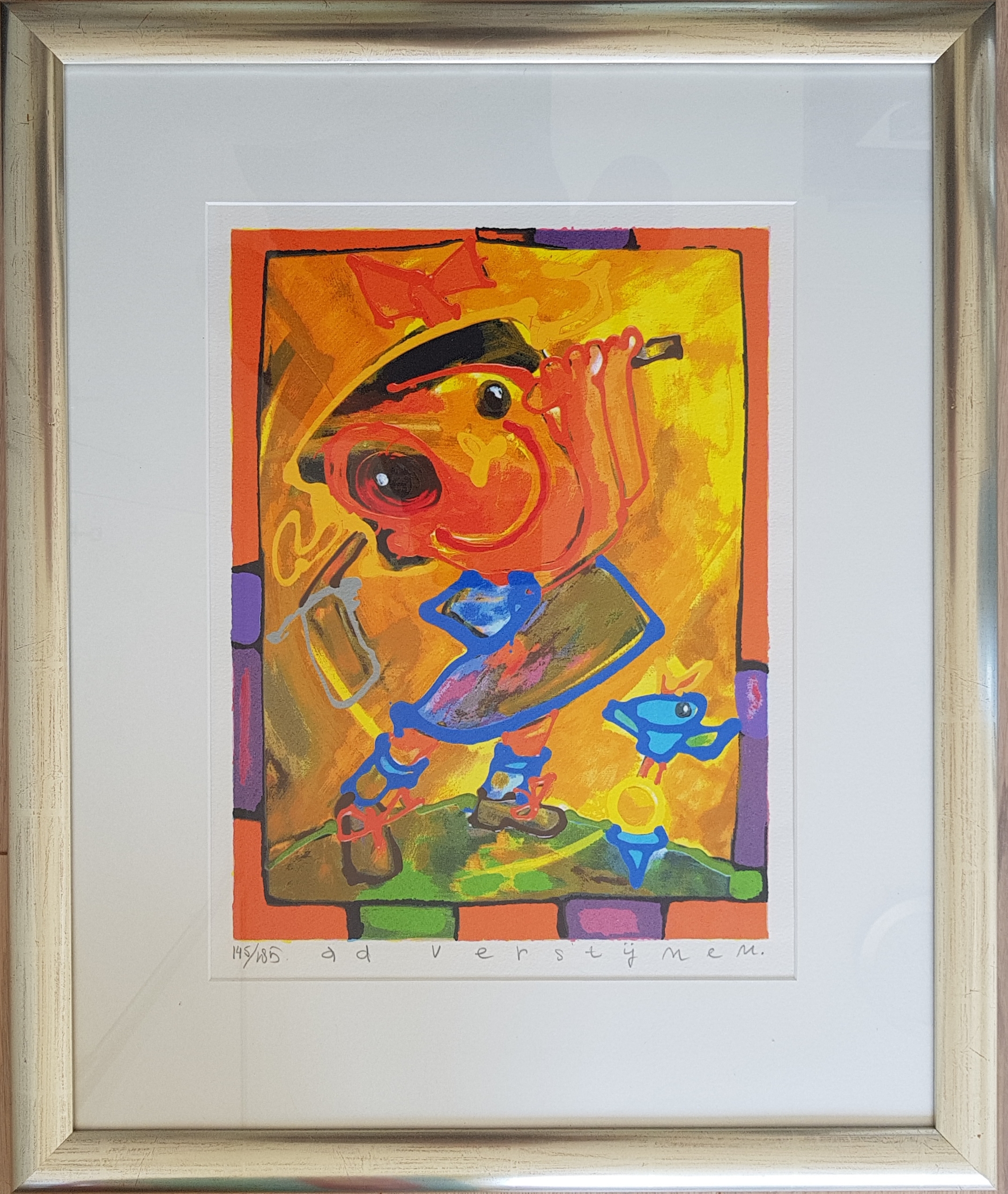 Ad Verstijnen - zeefdruk Golfertje, incl. lijst verkocht voor € 110!