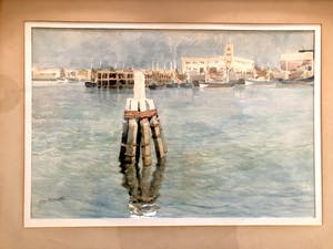Geo Henrotte - Mediterraans Haven Gezicht - Aquarel, Prachtig Ingelijst kopen? Bied vanaf 99!