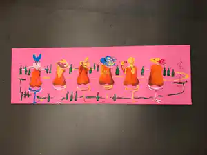 Espen Hagen - Gr Zeefdruk SIX LADIES AT THE PINK BAR Hand gesigneerd verkocht voor € 40!