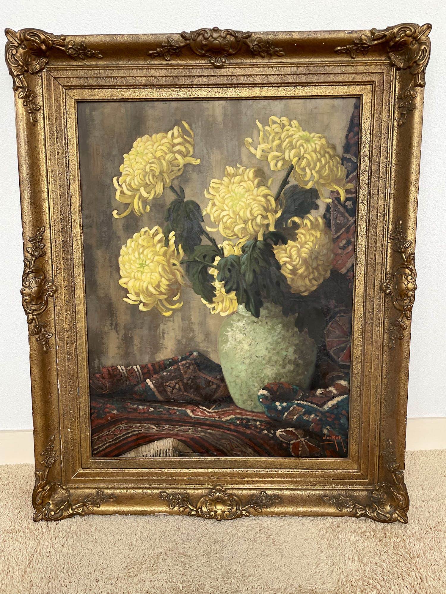 Willem de Kok - Vaas met crysanten kopen? Bied vanaf 100!