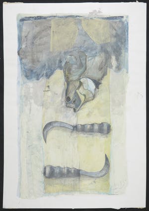 Susan Schildkamp - Aquarel en potlood, Vis en sikkels 2 kopen? Bied vanaf 1!