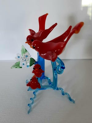Niet of onleesbaar gesigneerd - Glas -Vogels familie kopen? Bied vanaf 1!
