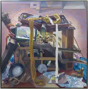 Herman van Bergen - Olieverf op doek, Georganiseerde chaos - Ingelijst (Zeer groot) verkocht voor € 350!