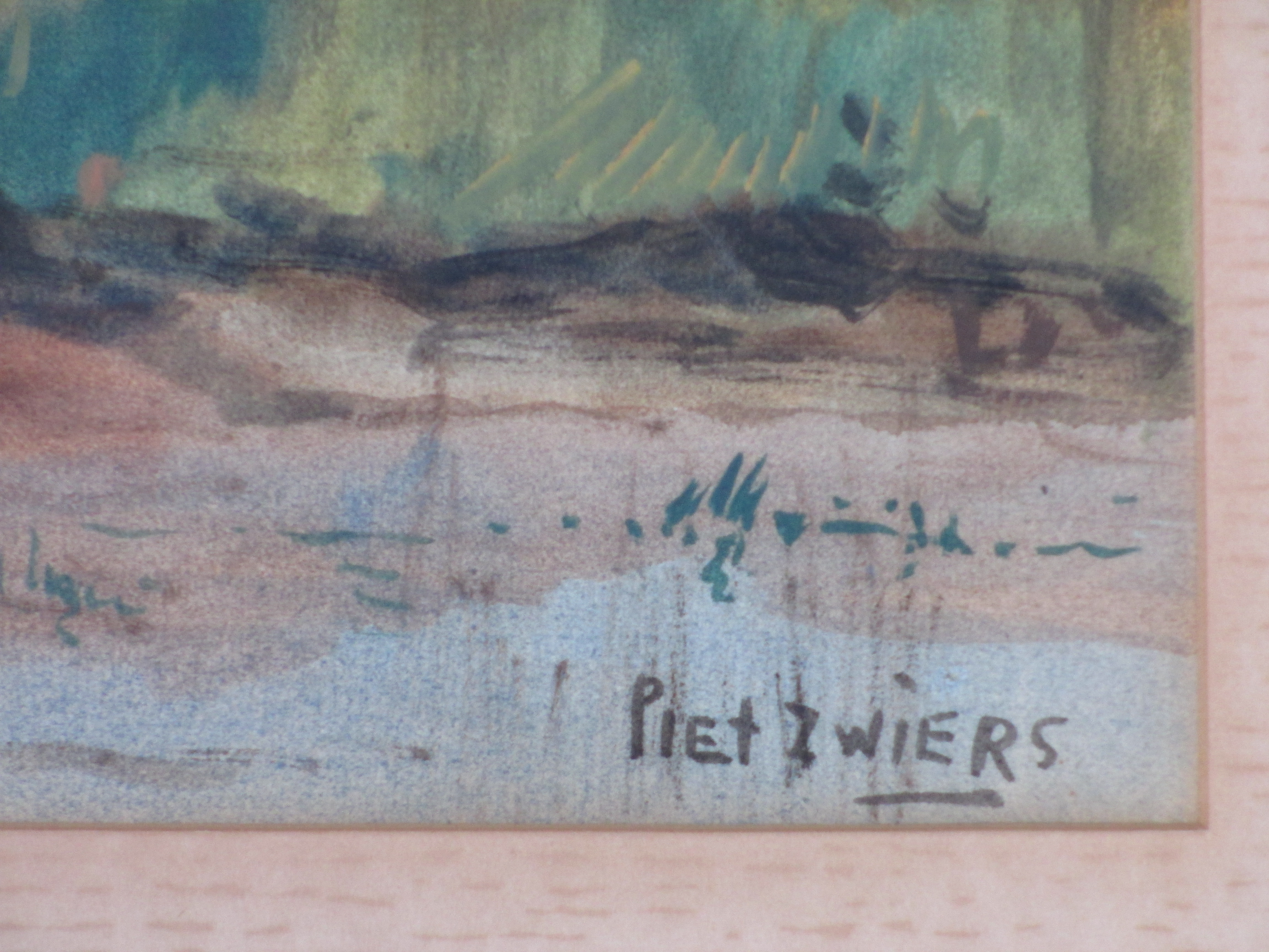 Piet Zwiers - Roeiboot aan slootkant - Gemengde techniek kopen? Bied vanaf 75!