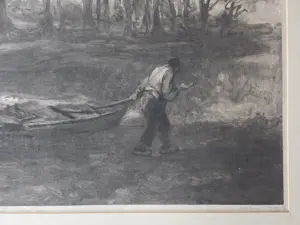 Jozef Israëls - Man met schuit. Groot. Ets Graadt van Roggen. kopen? Bied vanaf 110!