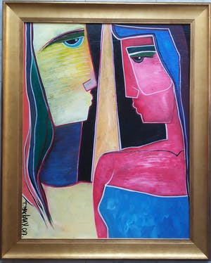 Theo Mackaay - 2 vrouwen - olie op doek-zeer groot werk kopen? Bied vanaf 1325!