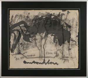 Anton Heyboer - Gemengde techniek op papier, Zonder titel - Ingelijst verkocht voor € 1!