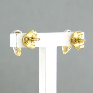 14k bicolour gouden oorknoppen bezet met briljant geslepen diamant tot 0,02ct kopen? Bied vanaf 1!
