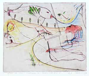 Henk Visch - Handgekleurde ets, Voortgang in doorzichtigheid nr. 6 verkocht voor € 40!