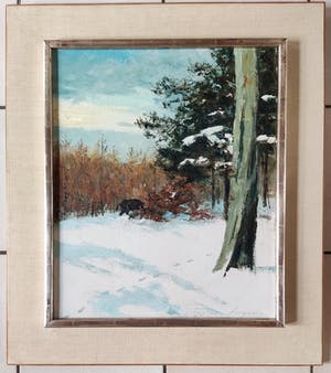 Jo Schrijnder - Everzwijn in besneeuwd bos kopen? Bied vanaf 275!