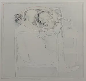 Co Westerik - handgesigneerde litho | 'Dokter met patiënt in ziekenhuis' | 1987 (INGELIJST) kopen? Bied vanaf 250!