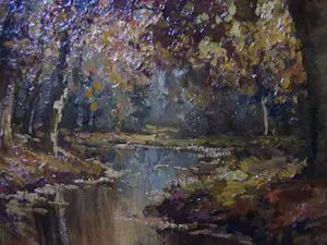 Henk Welther - Bosgezicht met water . kopen? Bied vanaf 70!