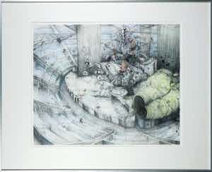 Robbie Cornelissen - Handgekleurde computerprint, When the circus comes to town - Ingelijst (Groot) verkocht voor € 50!