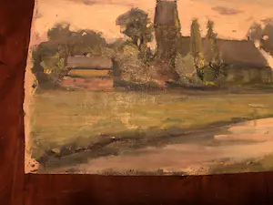 Ewoud de Kat - Zicht op dorpskerk te (vermoedelijk) Zeeland kopen? Bied vanaf 45!