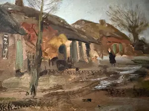 Willem G.F. Jansen - Een dorpsgezicht met een figuur op straat kopen? Bied vanaf 699!