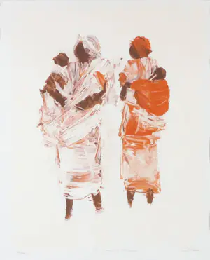 Wil Willemsen - Zeefdruk, Les meres de Tanzanie - Ingelijst kopen? Bied vanaf 1!