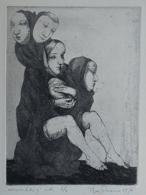 Theo Daamen - (1939-2021) : Ingelijste ets , Verwachting – 1970 – oplage 5 kopen? Bied vanaf 50!