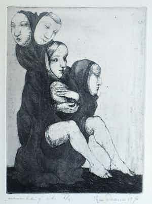 Theo Daamen - (1939-2021) : Ingelijste ets , Verwachting – 1970 – oplage 5 verkocht voor € 50!