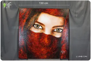 Roel Hofman - Acryl op Doek - Ogen / Vrouw met Sluier kopen? Bied vanaf 750!