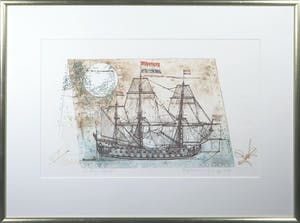 Leentje Linders - Ets, This famous flagship - Ingelijst kopen? Bied vanaf 45!