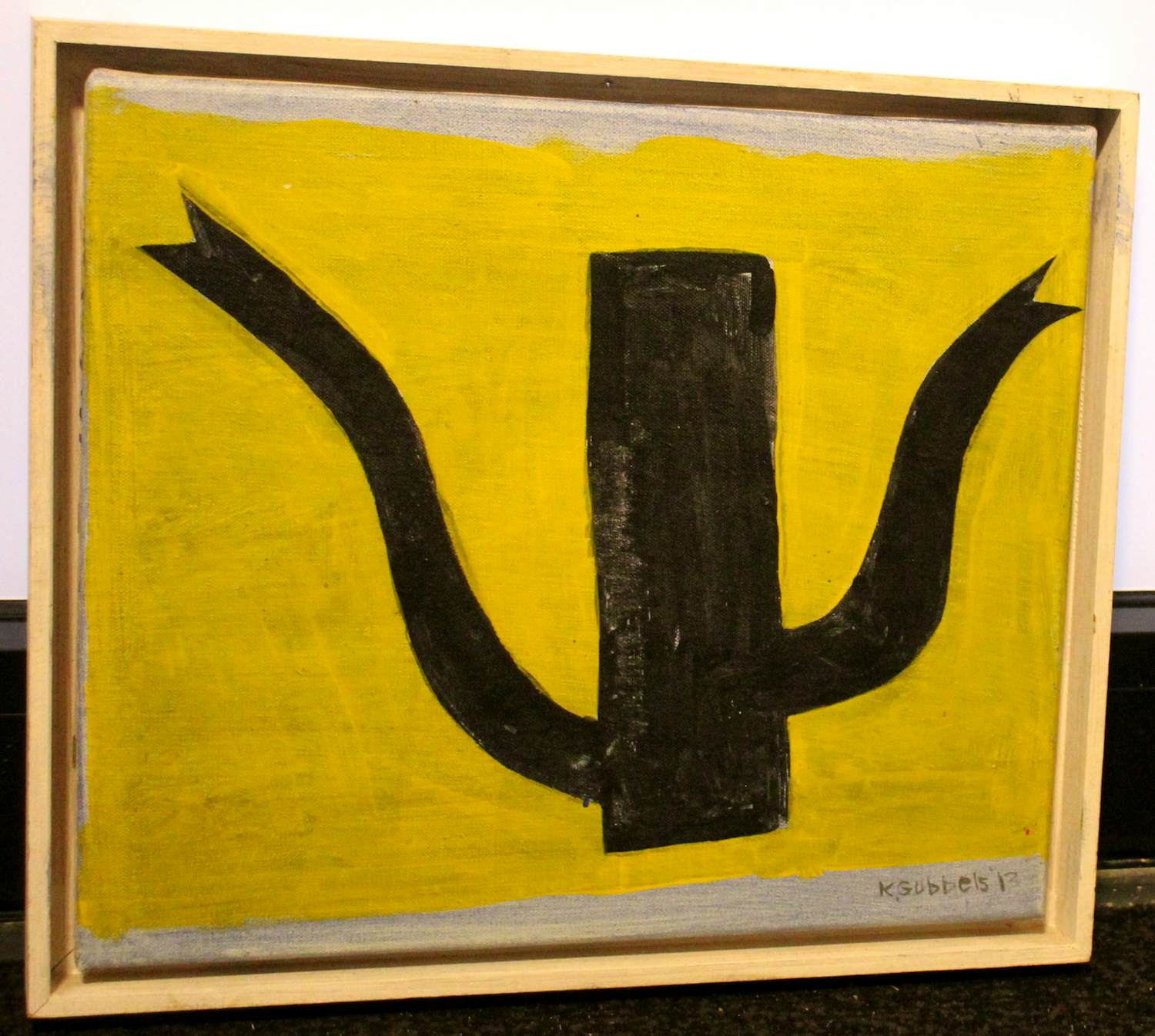 Klaas Gubbels - Ingelijste gemengde techniek op doek: zwarte kan dubbele tuit - 2013 kopen? Bied vanaf 1995!