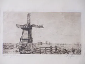 Constant Nefkens - Molen bij Volendam - Ets kopen? Bied vanaf 1!
