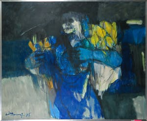 Niet of onleesbaar gesigneerd - Olieverf op doek, Abstracte compositie - Ingelijst (Zeer groot) kopen? Bied vanaf 10!