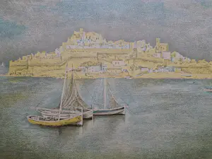 Wim Schuhmacher - In 1947 gemaakte grote kleuren-litho "Peñiscola Spanje" potloodgesigneerd kopen? Bied vanaf 41!