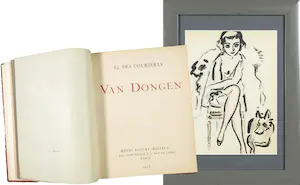 AcheterKees van Dongen - Pochoir, Jeune femme au chien + boek door Edouard des Courières? Enchérissez de 1!