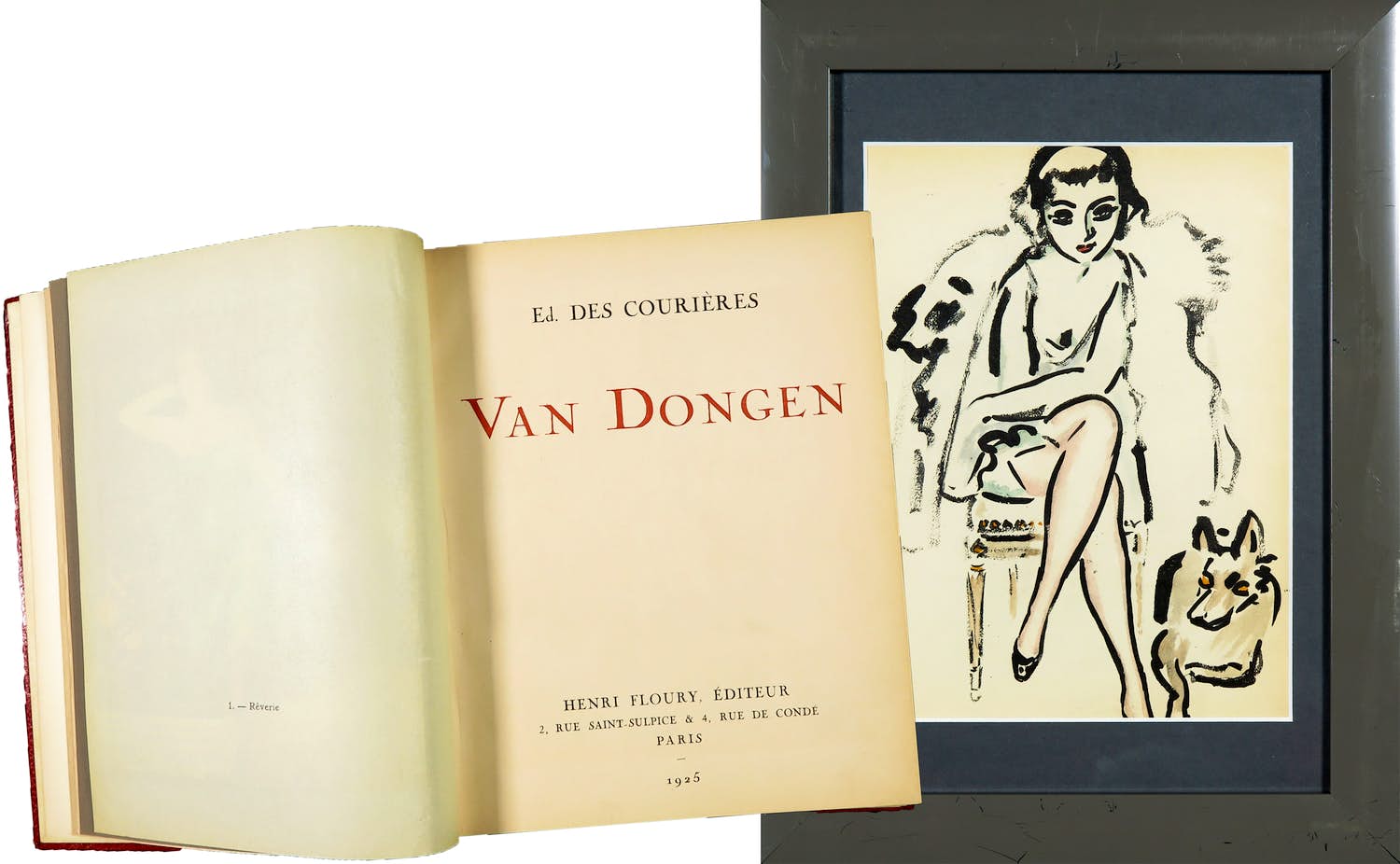 Kees van Dongen - Pochoir, Jeune femme au chien + boek door Edouard des Courières kopen? Bied vanaf 1!