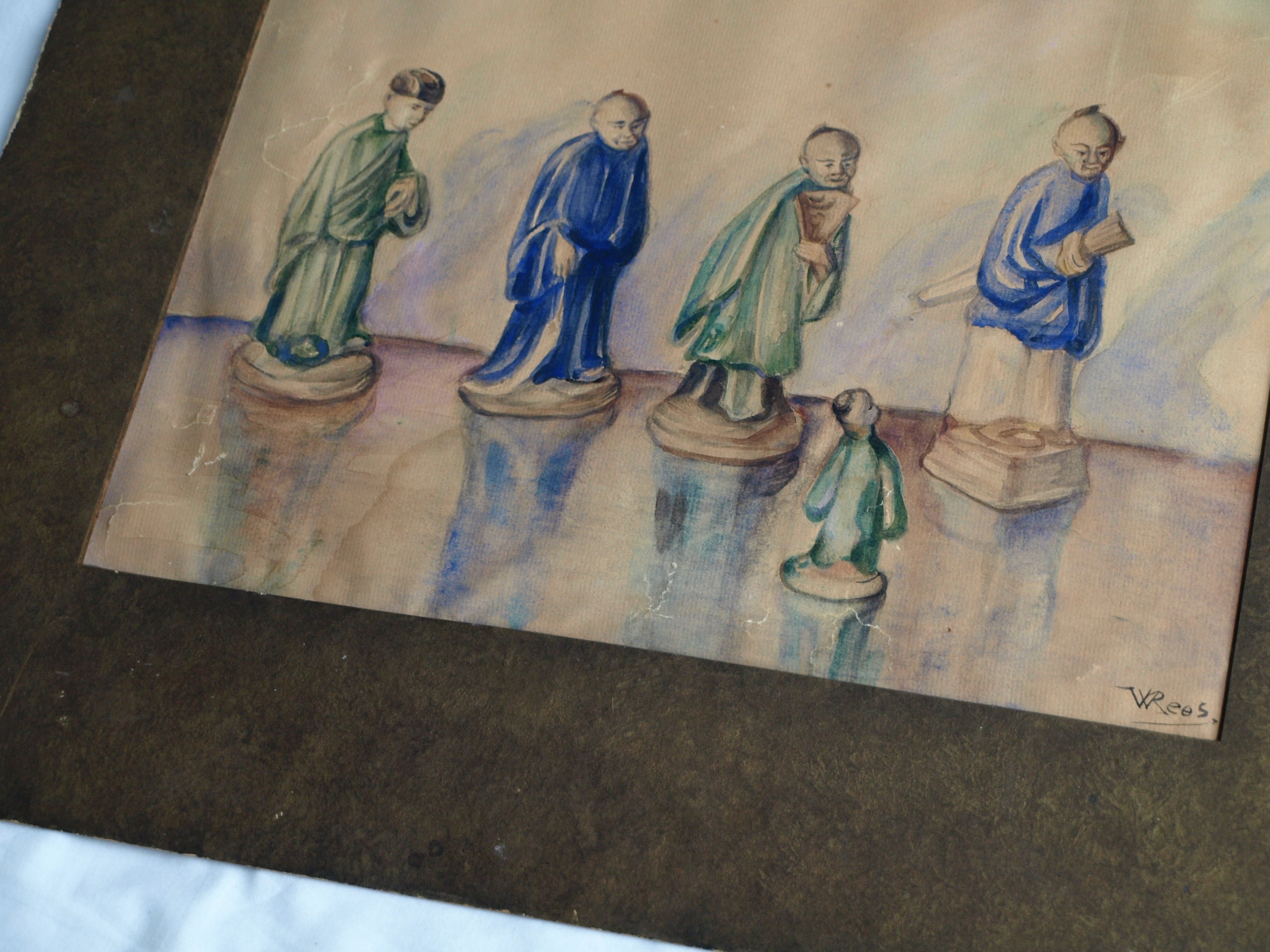 Willem Karel Rees - Aquarel , Oosterse figuren , Schaakstukken? – gesigneerd kopen? Bied vanaf 1!