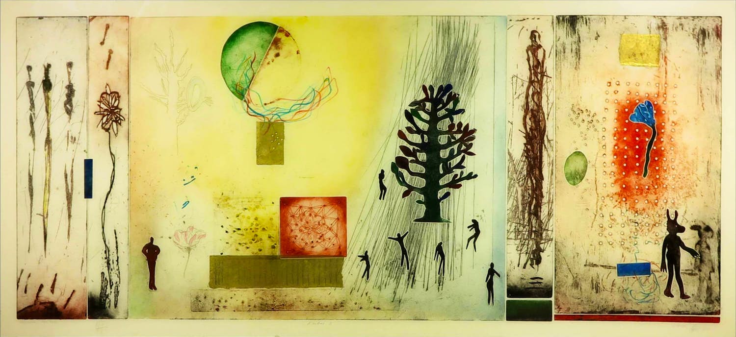 Ad Arma - Ets op papier op dibond, L' arbre II (Zeer groot) verkocht voor € 70!