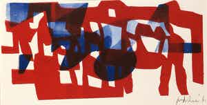 Jan van der Zee - Monotype, Geometrische compositie verkocht voor € 150!