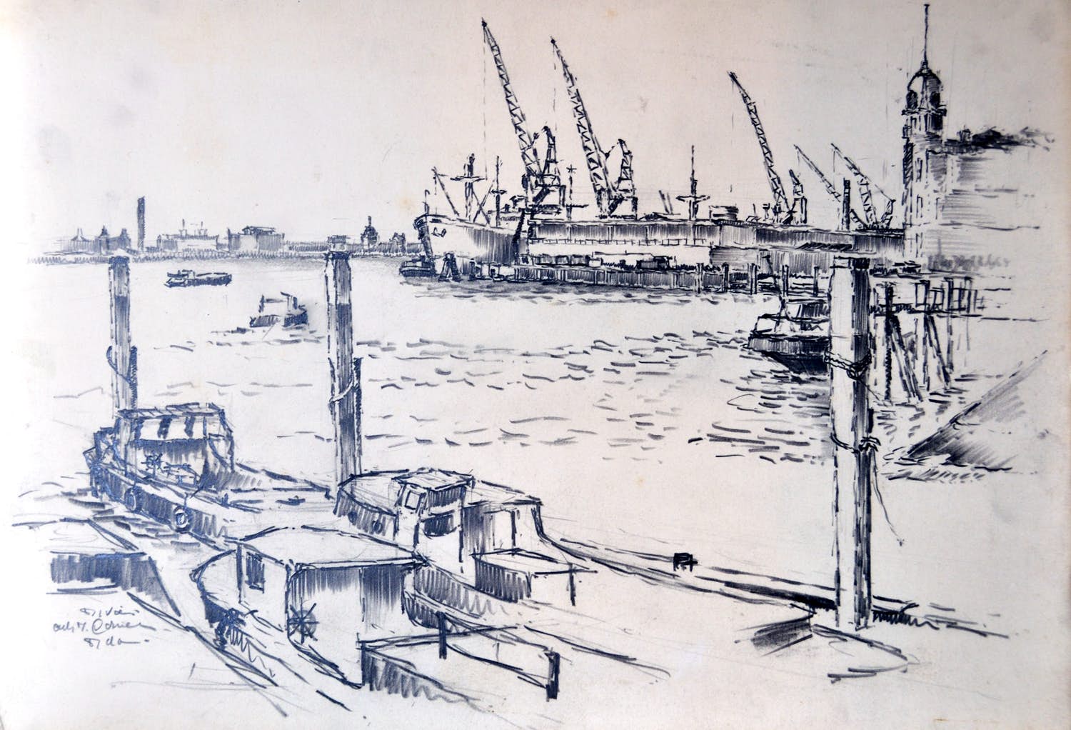 Adriaan Cornelis - Havengezicht Rotterdam 054-CA verkocht voor € 38!