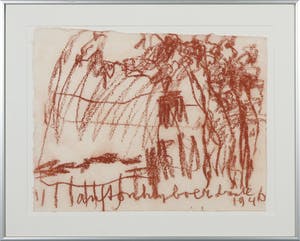 Anton Heyboer - Krijttekening op geschept papier, Drenthe 1946 - Ingelijst kopen? Bied vanaf 150!