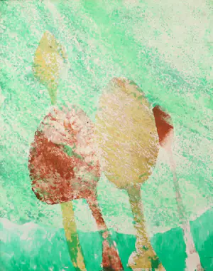 Jan van den Bergh - Monoprint op textiel, Plantaardig kopen? Bied vanaf 1!